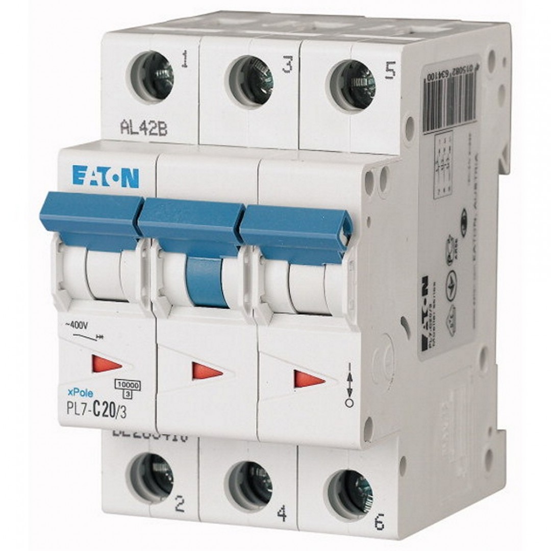 OSIGURAČ AUTOMATSKI - 3P - B KARAKTERISTIKE - 20A - 10kA - PL7-B20/3 - 263390 - EATON OSIGURAČ AUTOMATSKI - 3P - B KARAKTERISTIKE - 20A - 10kA - PL7-B20/3 - 263390 - EATON