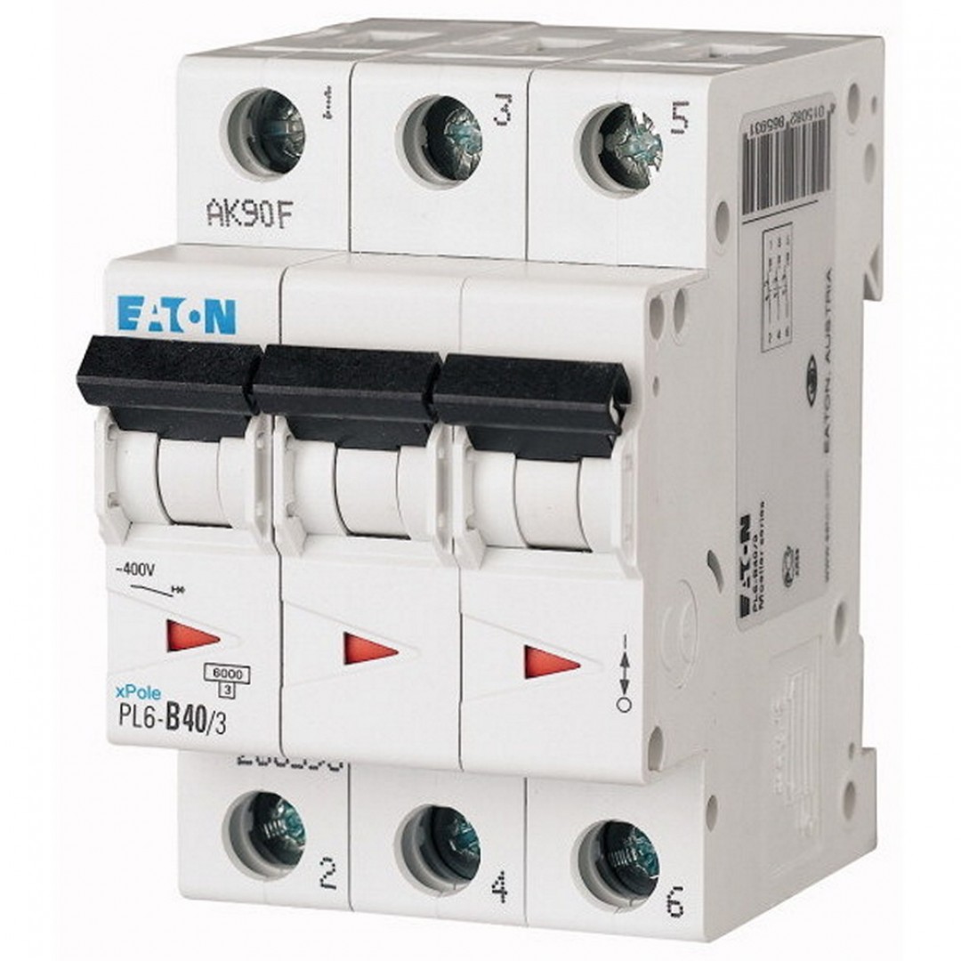 OSIGURAČ AUTOMATSKI - 3P - C KARAKTERISTIKE - 40A - PL6-C40/3 - 286605 - EATON OSIGURAČ AUTOMATSKI - 3P - C KARAKTERISTIKE - 40A - PL6-C40/3 - 286605 - EATON