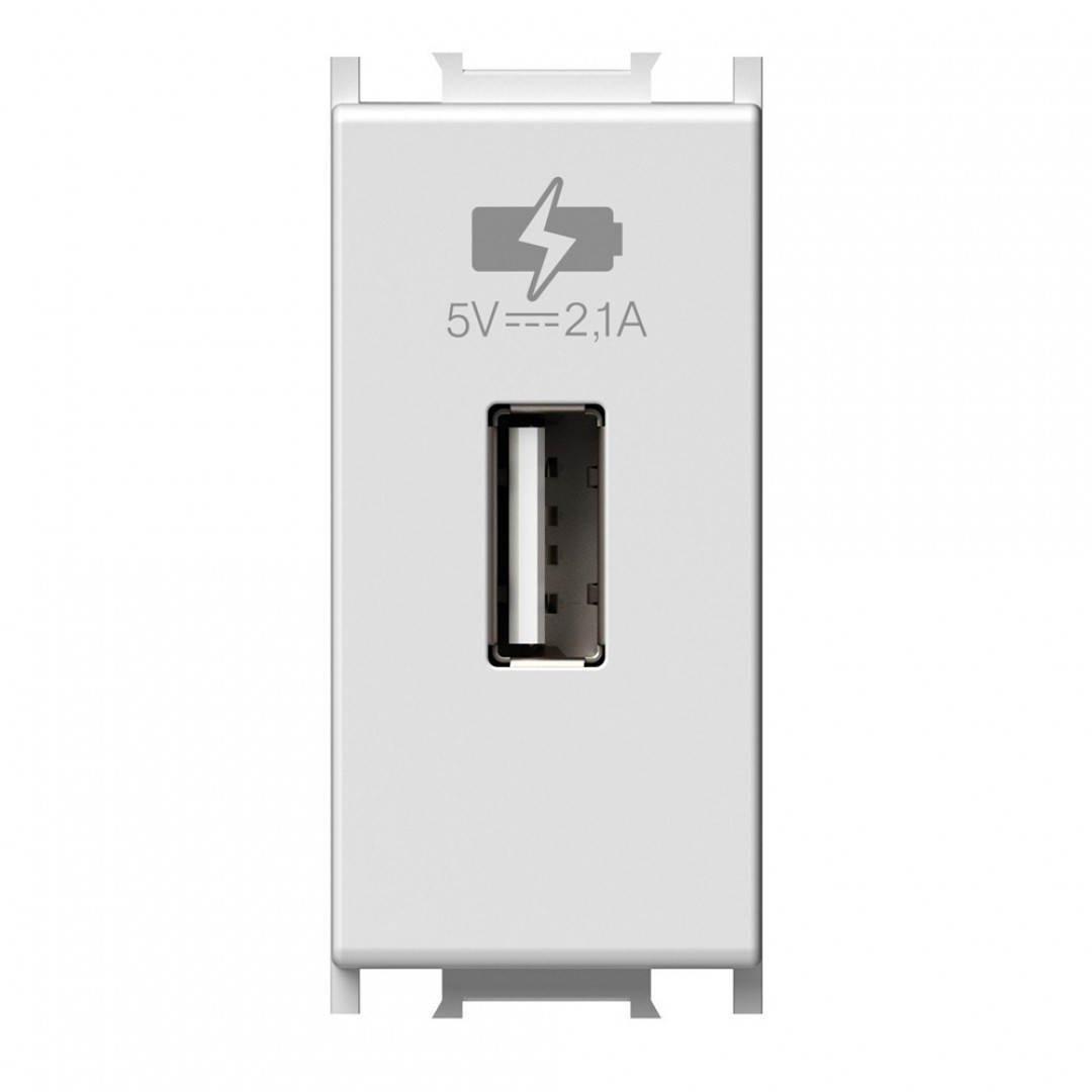 PRIKLJUČNICA USB - BIJELA - 5V 2,1A - 1 MODUL - EM66PW - TEM MODUL PRIKLJUČNICA USB - BIJELA - 5V 2,1A - 1 MODUL - EM66PW - TEM MODUL