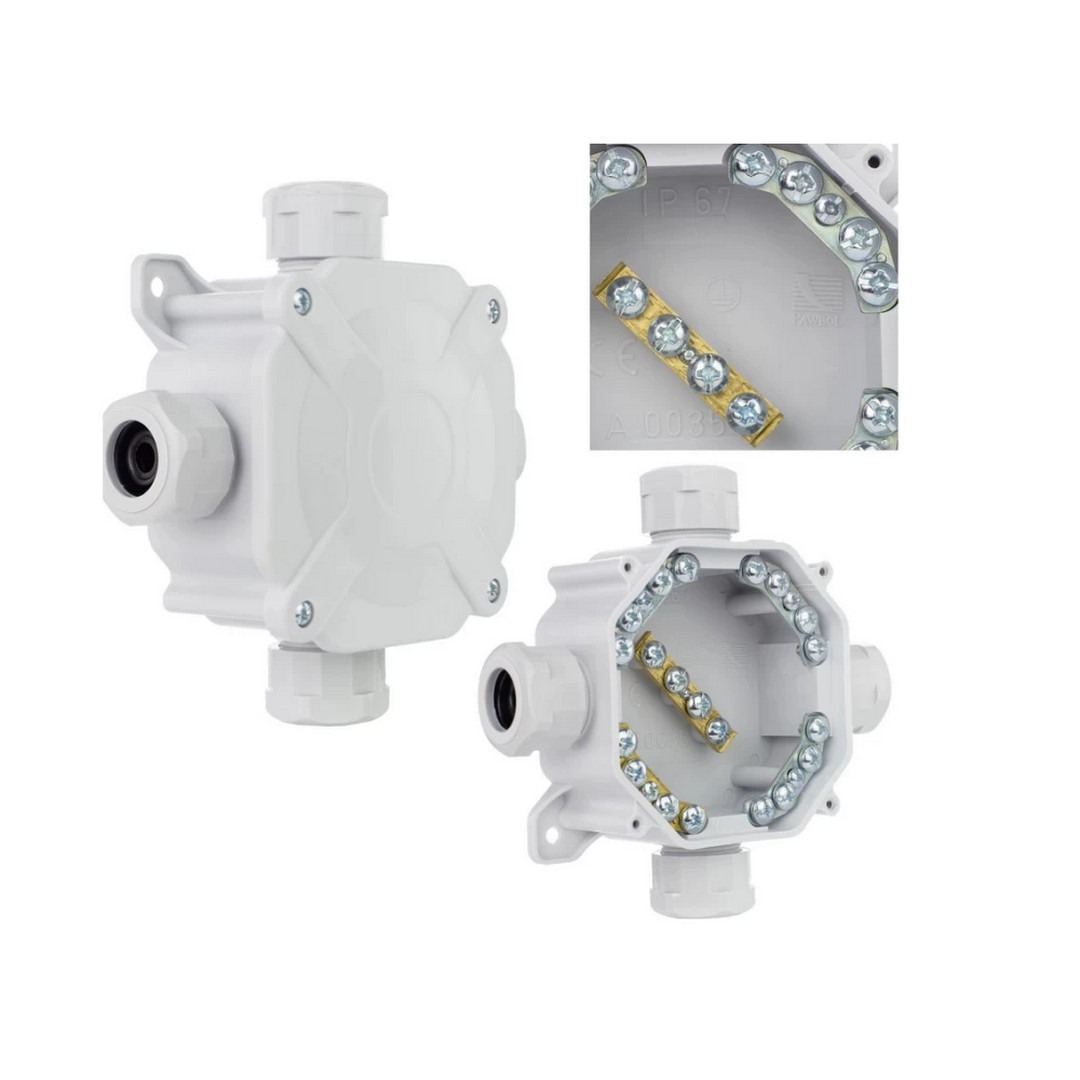 KUTIJA N/Ž - 75x75mm - IP68 - S 4 PG16 UVODNICE DO 14mm - SIVA KUTIJA N/Ž - 75x75mm - IP68 - S 4 PG16 UVODNICE DO 14mm - SIVA